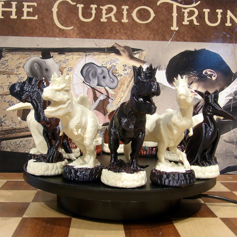 Cretaceous World Dinosaur Burnt Red And Bone Color Chess Set