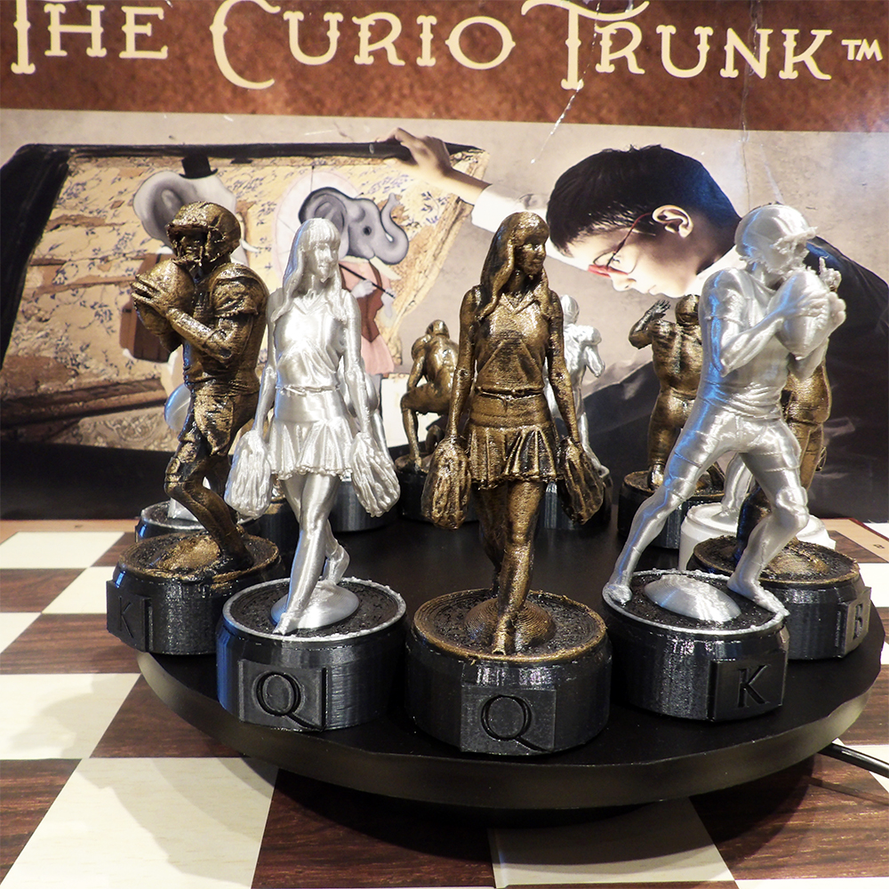 American Football Bronze And Silver Chess Set