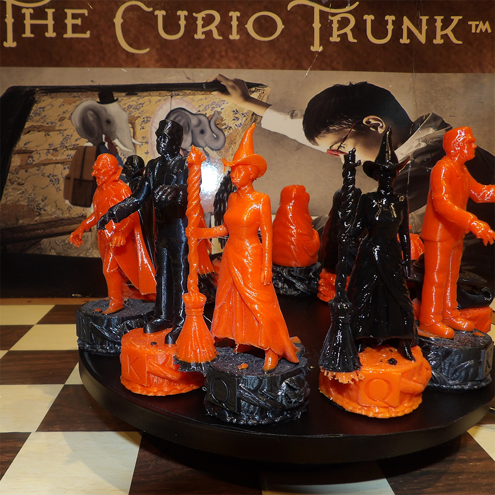 Halloween Pumpkin Orange And Bat Black Chesss Set