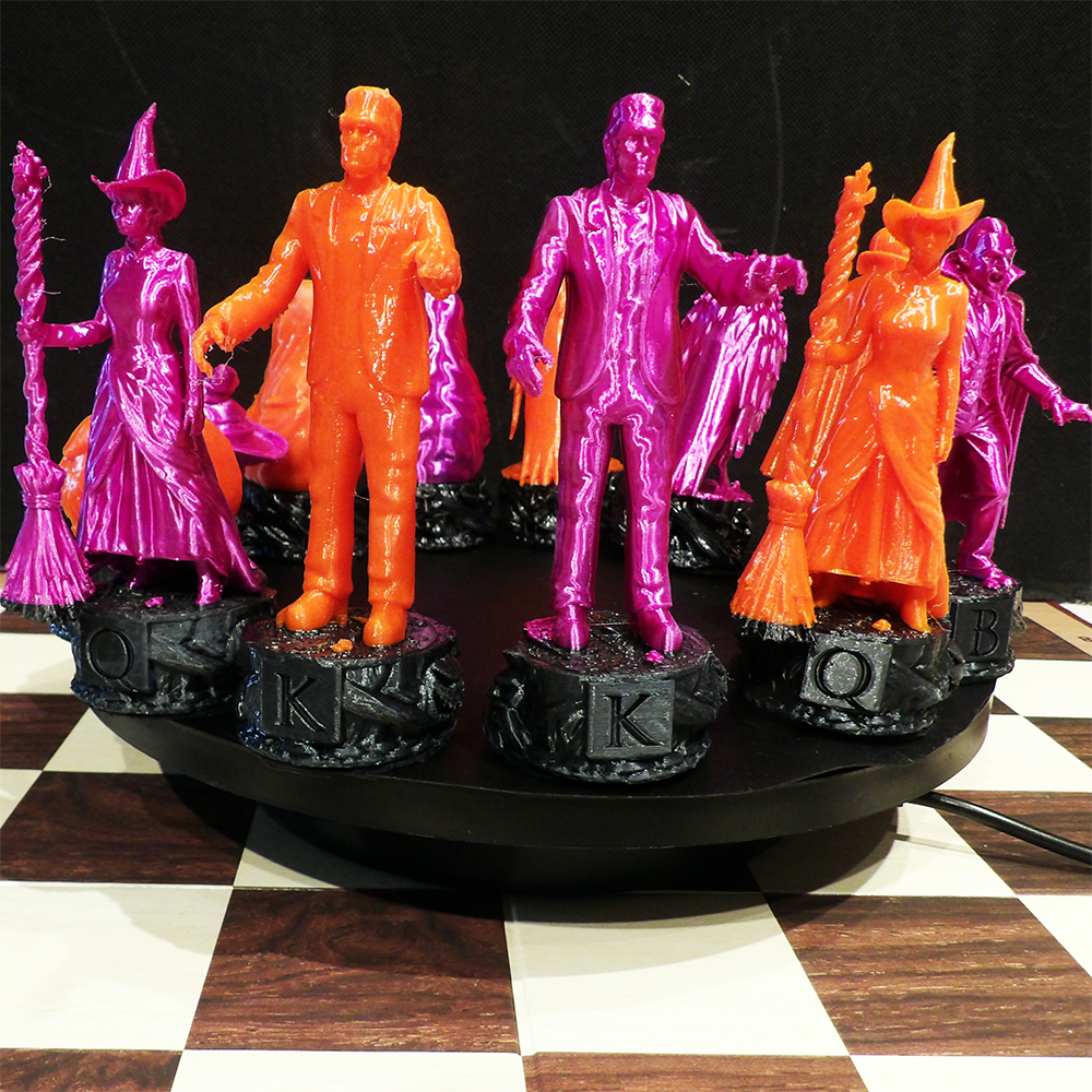 Halloween Pumpkin Orange And Purple Night Chesss Set
